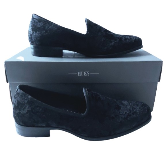Stacy Adams Black Velour Sultan Slip On Loafers with Box in Men's Sz 7 - Picture 1 of 11